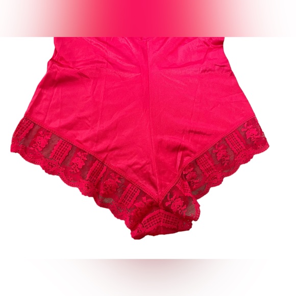 Formfit Vintage 70s Red Sheer Romantic Lace Button Up Lingerie Romper Teddie - Picture 7 of 11